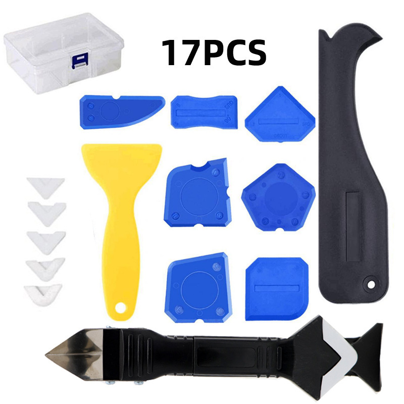Cross-border Goods 17-piece Caulking Tool Glass Glue Plastic Scraper Beauty Seam Shovel Glue Device for Door Floor Bathroom