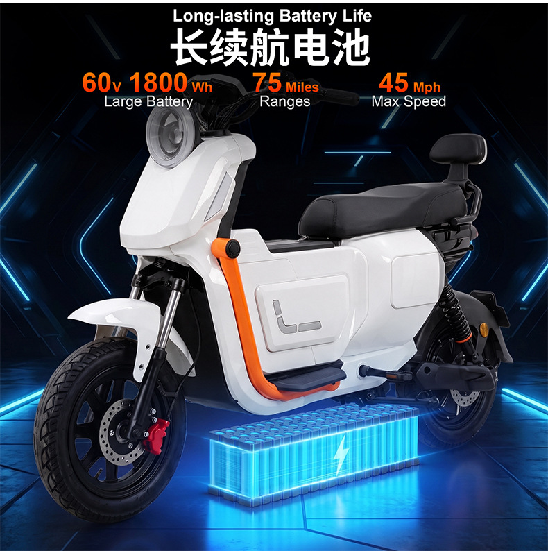 Cross-Border Wholesale U2 Electric Scooter with Integrated Seat and Rear Box, Specially Designed for Food Delivery, with Ultra-Long Battery Life