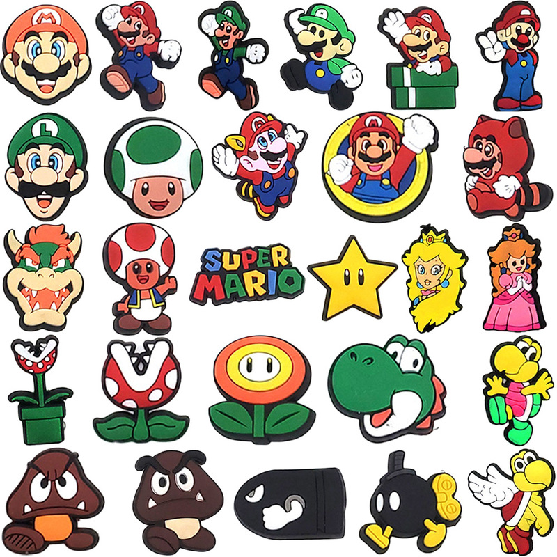27 [Mario] cartoon game hole shoes shoes flower PVC sole buckle hole shoes diy accessories wholesale