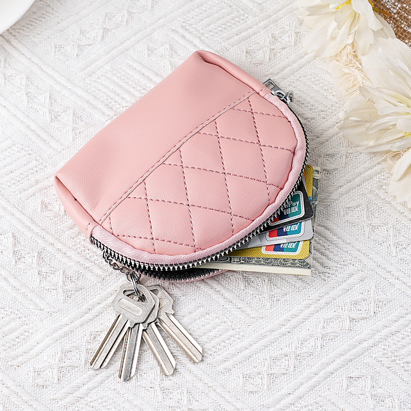 Ins2024 nueva billetera de mujer simple europea y americana pequeña fragancia monedero de mujer bolso de tarjeta llavero bolso de moneda