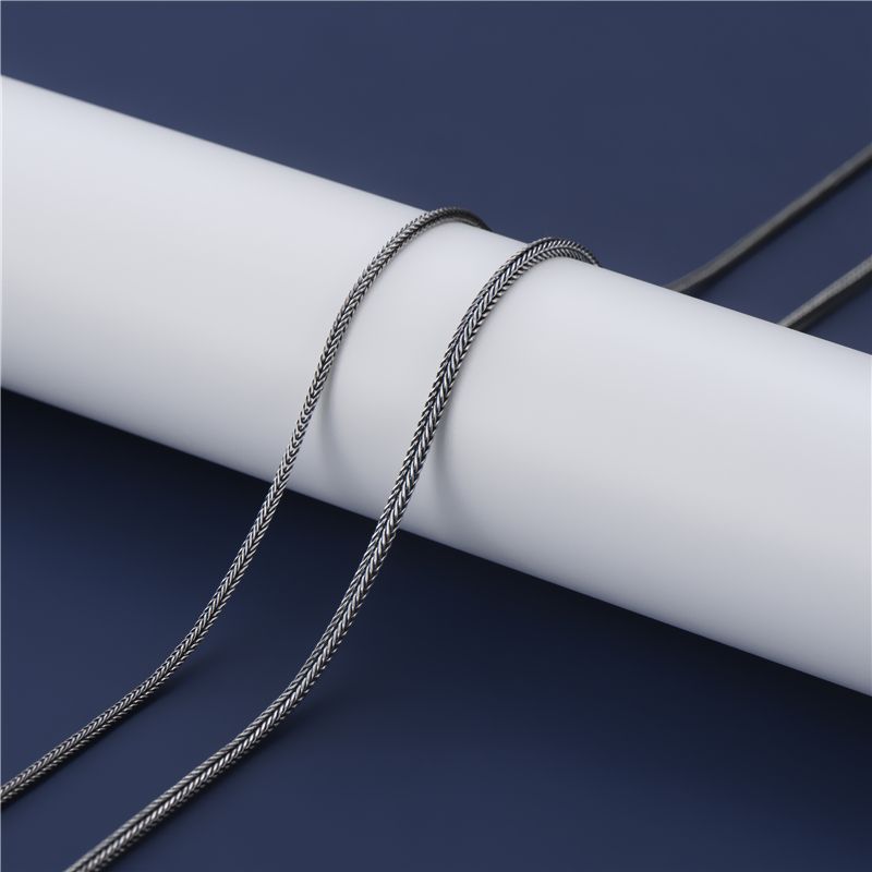 Stainless Steel Fox Tail Necklace Simple Titanium Chain For Men_voghion.com