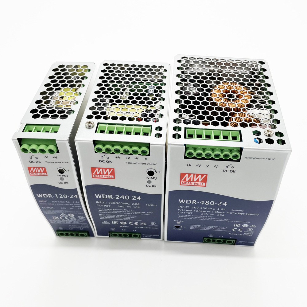 现货台湾明纬WDR-60导轨式60W开关电源380V转12V24V48V稳压电源