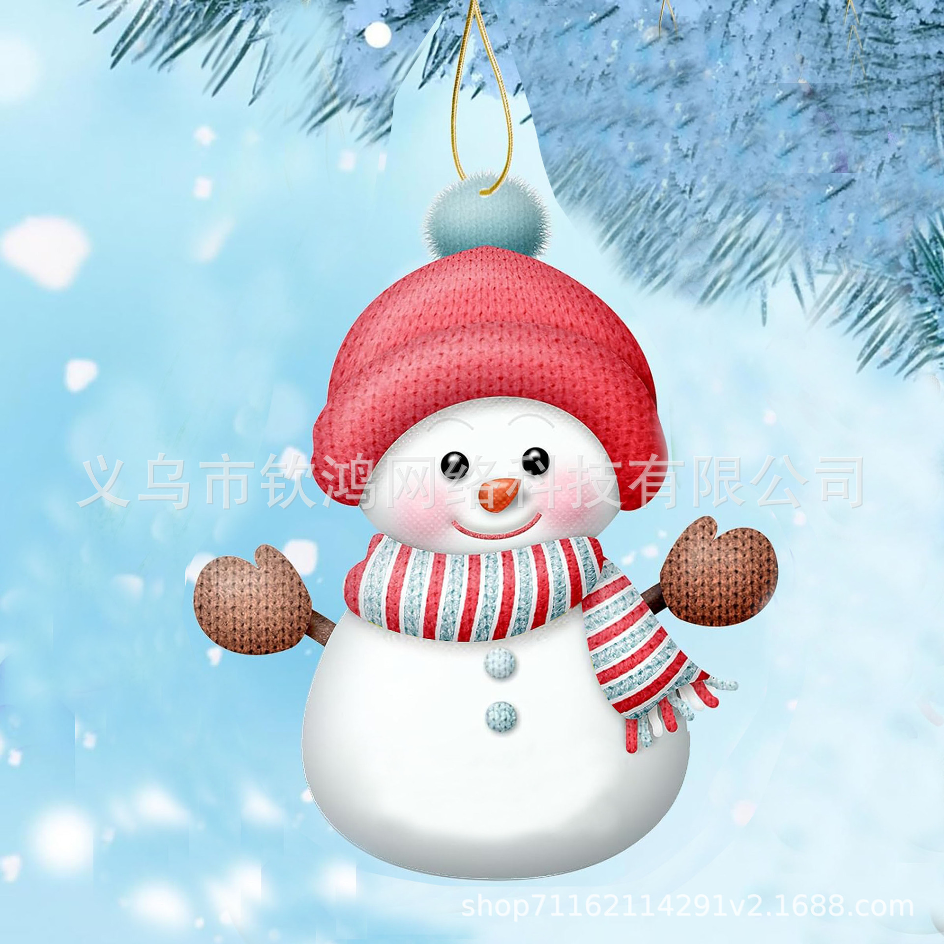 Personalidad transfronteriza muñeco de nieve de Navidad acrílico 2D plano colgante joyas de decoración de árbol de Navidad de fiesta familiar