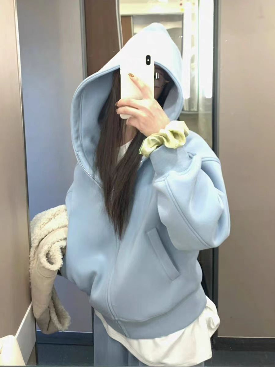 ActiveGo Lazy Style Casual Sportswear For Women, Autumn Winter Fashion, Fleece-Lined Thickened Hooded Sweatshirt And Sweatpants,_desvips.com