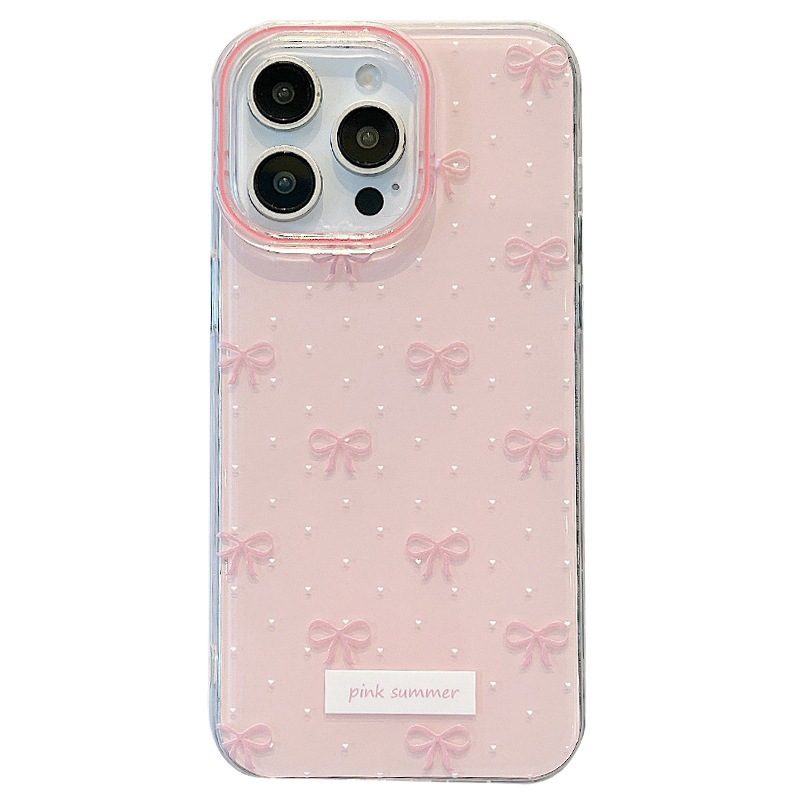 Chica coreana con lazo de lunares para iPhone16ProMax/15 funda para teléfono móvil 13 cadena Apple 14