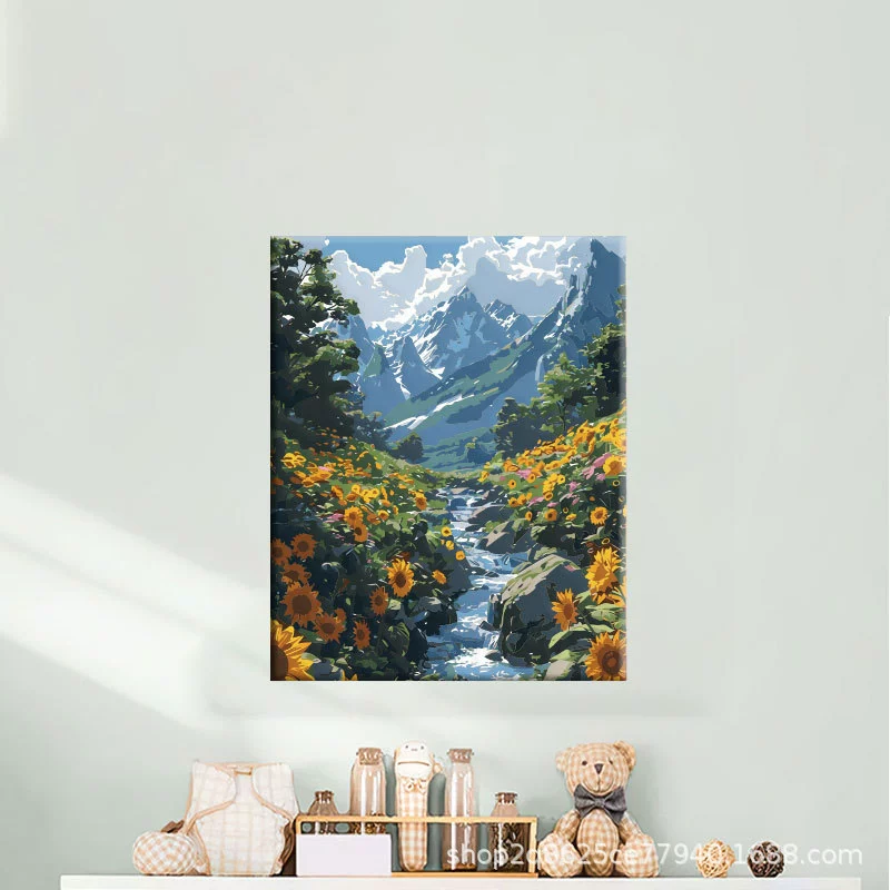 40*50 оптовая DIY дистанционная цифровая масляная живопись вручную заполненная акриловая горяче-стиль декоративный пейзаж цветочное заполнение декоративная живопись