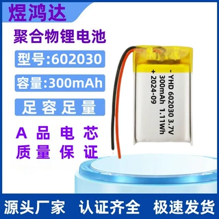 602030锂电池300mAh无人机智能手环美容仪蓝牙音箱玩具可充电电池