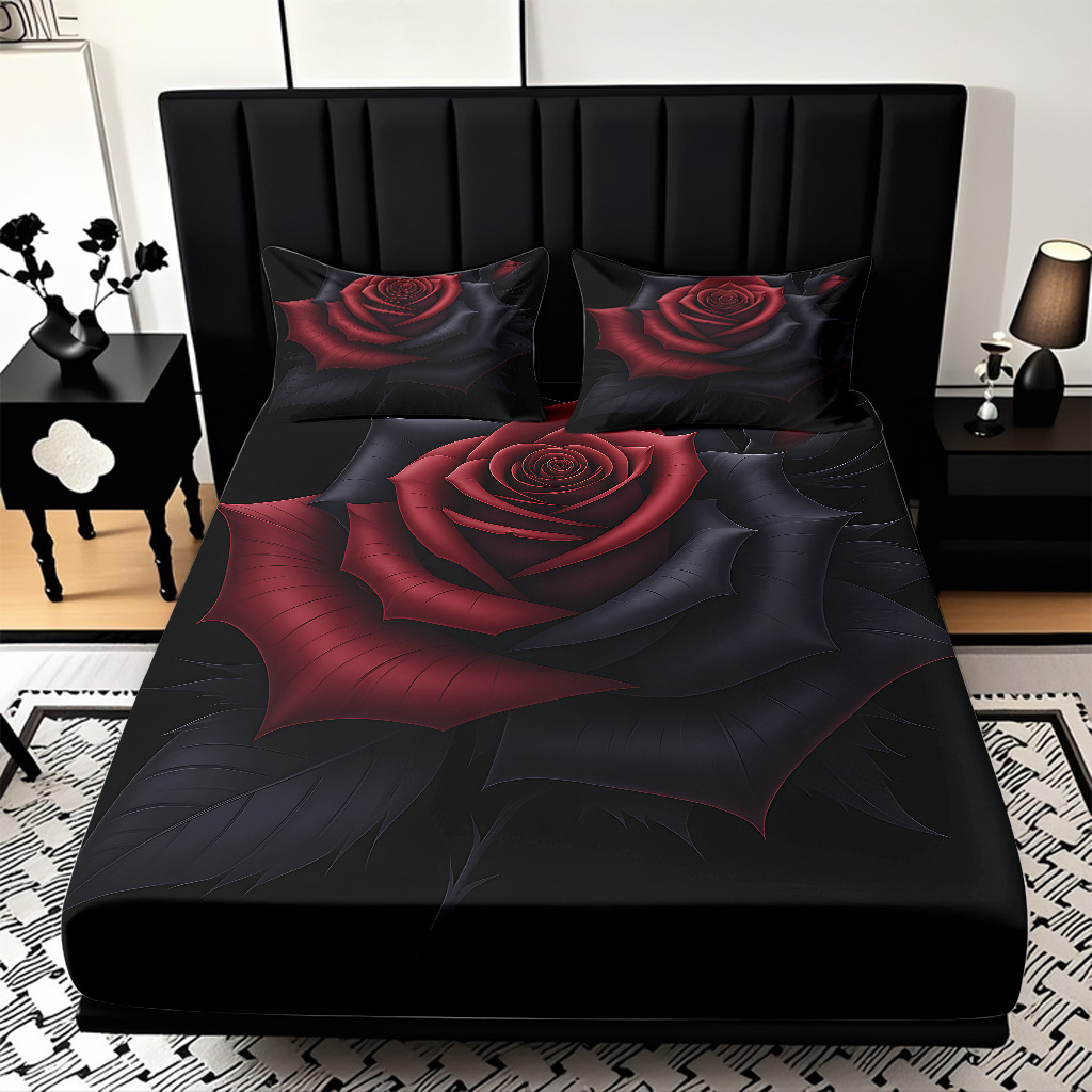 TEMU / JIT serie de flores de rosa multicolor 3D impresión digital set de cama para diseñar el fabricante de la fuente