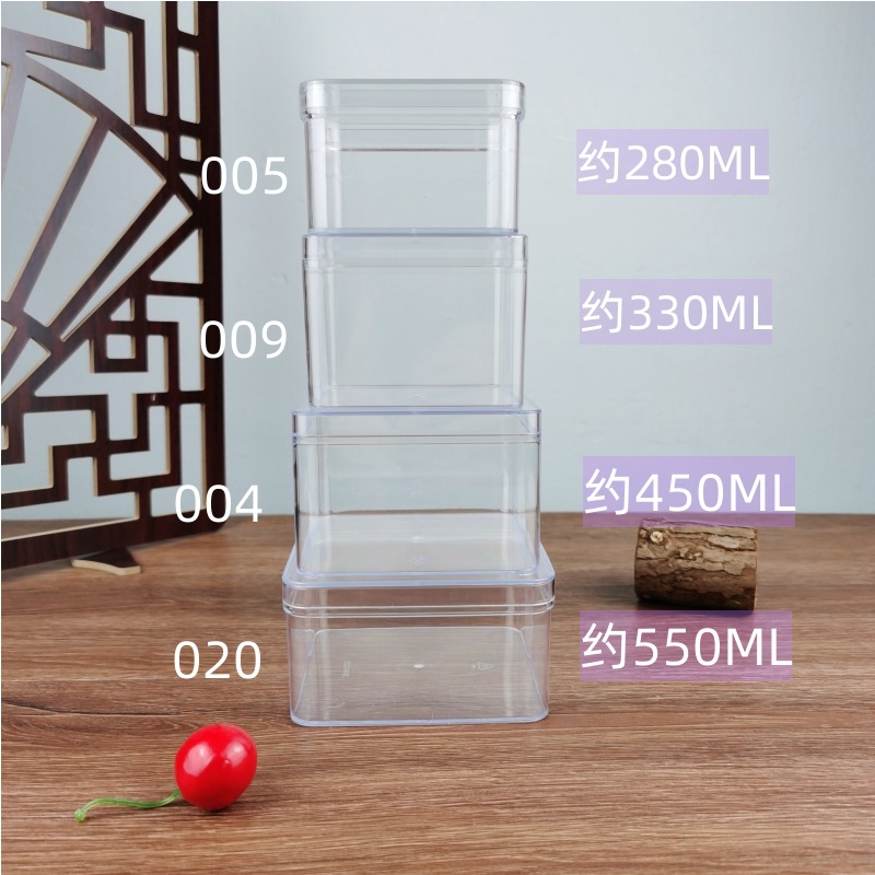 Caja de embalaje cuadrada de leche de soja Bran mousse caja de pastel merienda postre transparente PS galleta caja de tiramisú