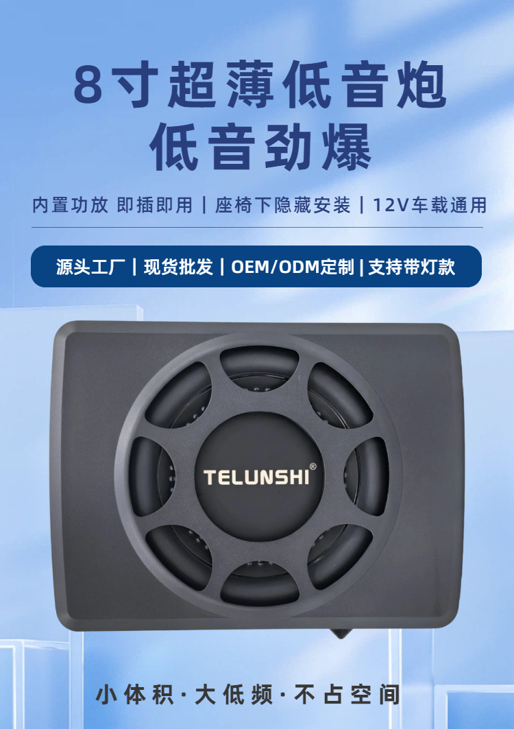 Source Factory 10inch Ultra-Thin Subwoofer for Car Under-Seat High-Power Compact Bass Speaker Car Audio Pure Bass