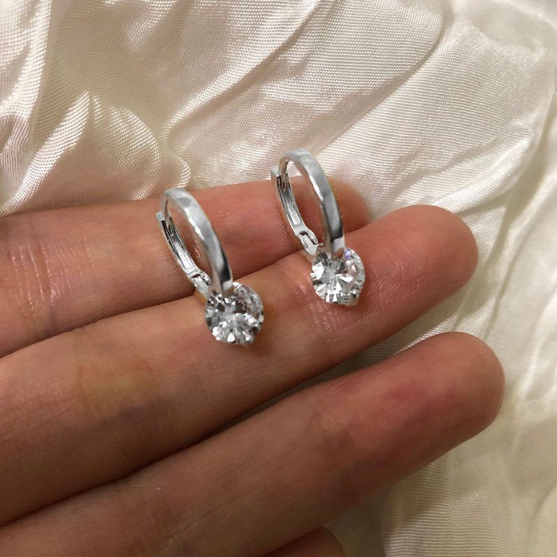 4g Weight Copper Ear Needle Material 1 Pair Simple Style Solid Color Inlay Copper Zircon Earrings