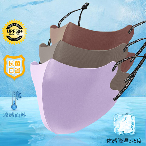Thin ice silk cotton adjustable English ear straps with cool feeling sun protection breathable washable cross-border wholesale