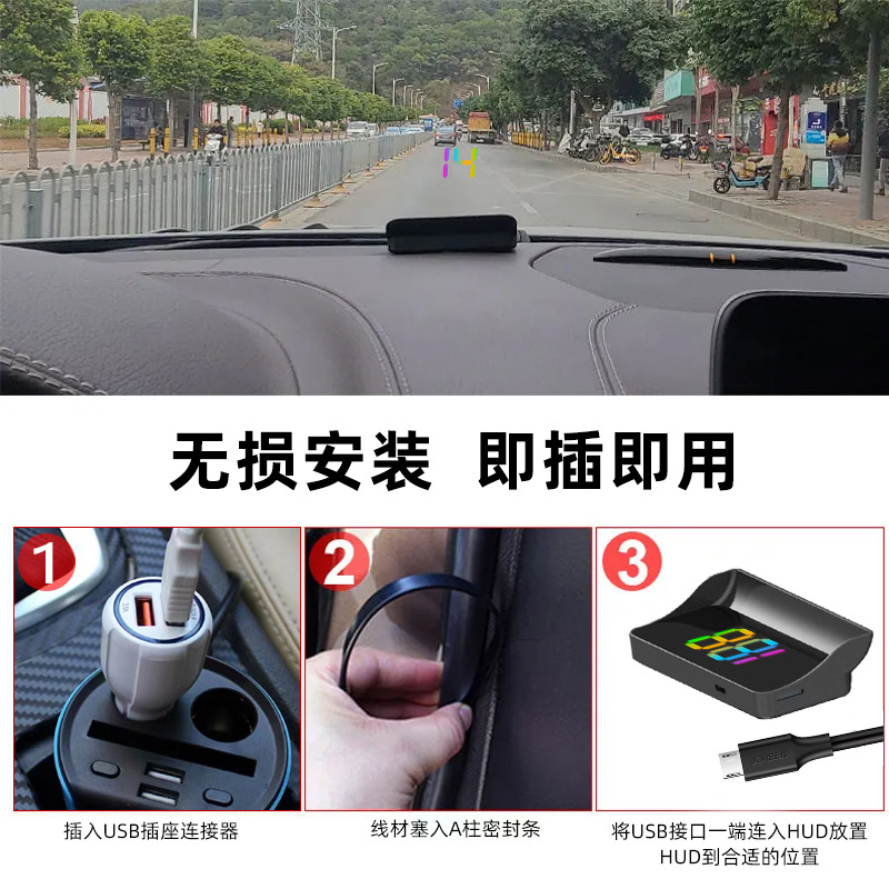 New energy HUD head-up display car Beidou GPS tester multi-function high-definition display projector