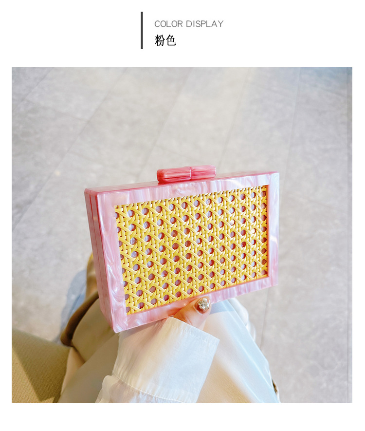 New fashionable green wicker acrylic bag for cross-border foreign trade women, evening bag, single-shoulder crossbody banquet clutch undefined