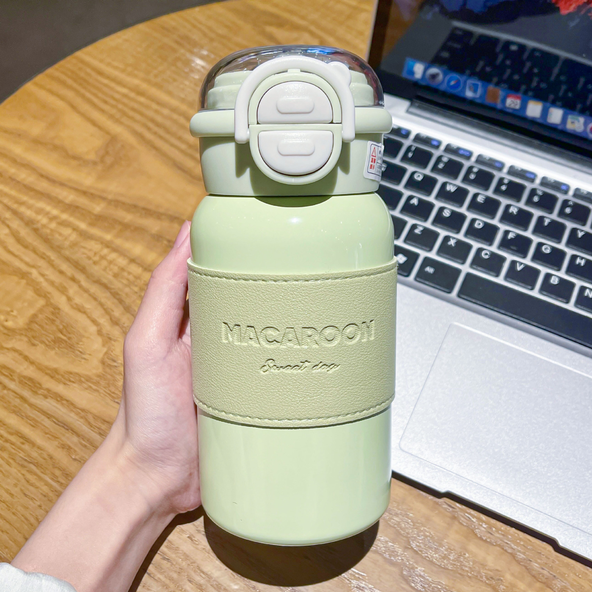 Taza termo de gatito simple - Alto valor estético, taza de pajita para estudiantes y chicas, doble modo de bebida, acero inoxidable 316, para niños