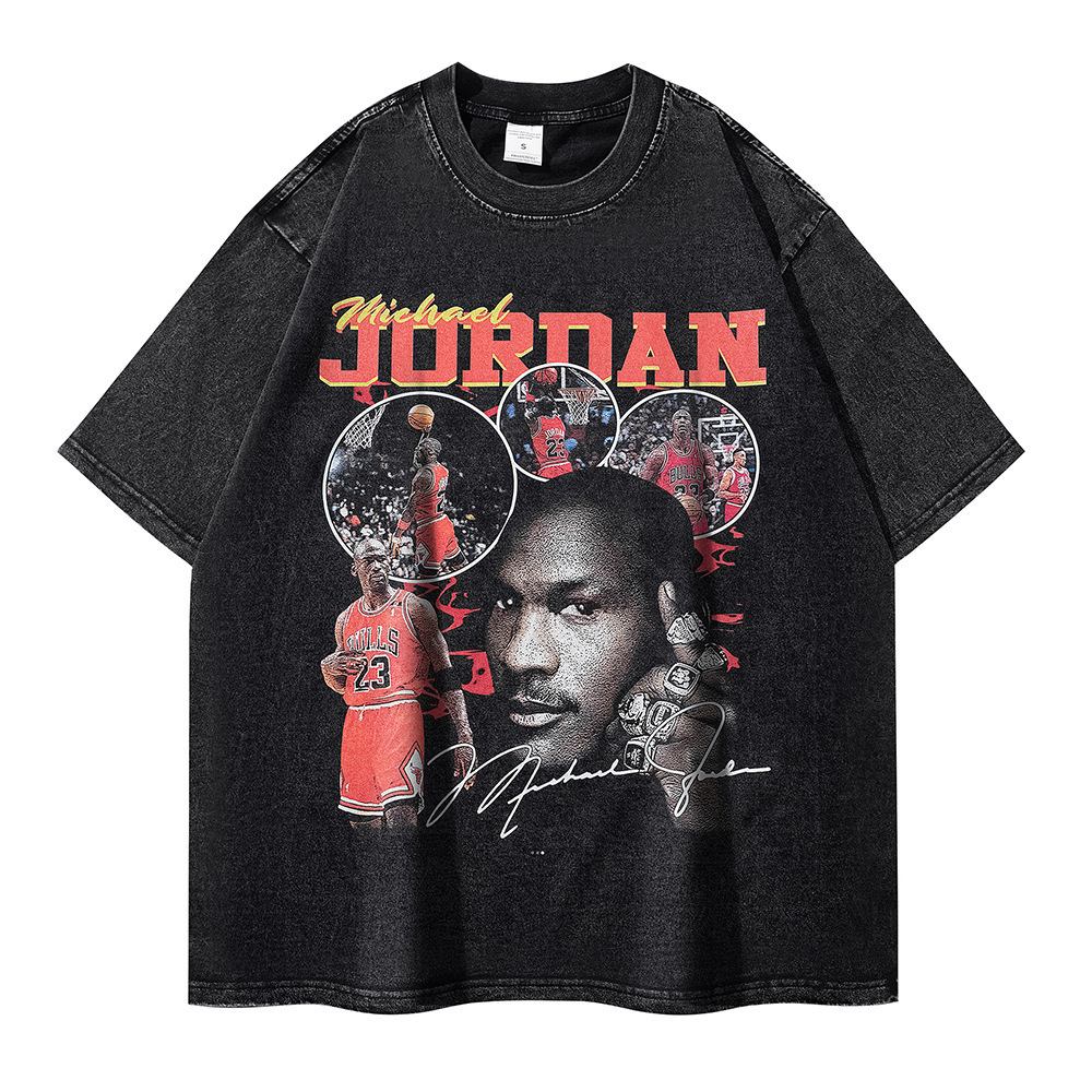 230G al por mayor transfronteriza lavada vieja manga corta verano algodón suelto todo partido retro calle moda marca ins comercio exterior