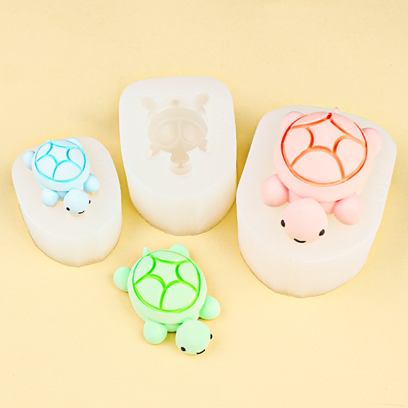 Tortuga grande, mediana, pequeña, cara a cara, adorno decorativo de epoxi de dibujos animados, molde de silicona, molde de horneado de chocolate Jenga
