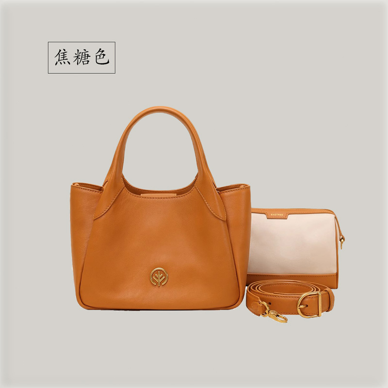 Bagtree Bao shudundundun Baotou capa de piel de vaca bronceada vegetal, hijo de desplazamiento, cubo de agua, cesta de col, mujer