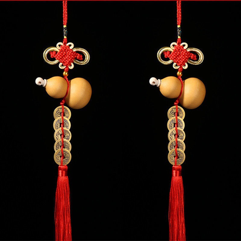 PK7J2022 Natural Gourd Pendant Five Emperors Coins Pairs Door Decoration Genuine Copper Coins Gourd Bedroom Home Door Curtain Hanging