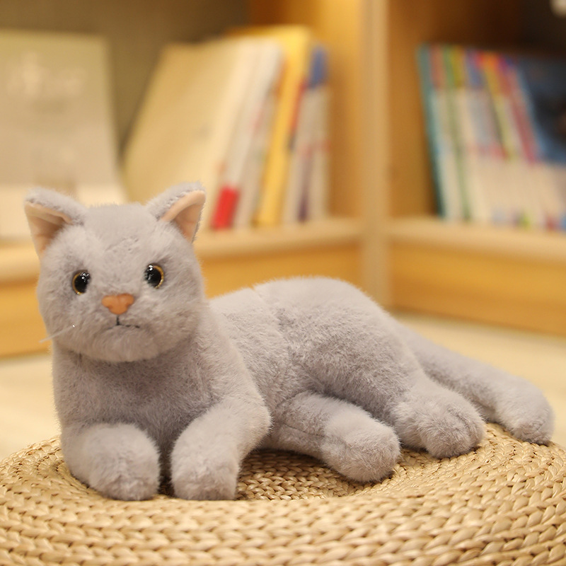 Muñeco de gato de simulación tumbado, muñeco de gatito, gato durmiendo lateral, juguete de peluche, decoración del hogar, regalo de punto escénico