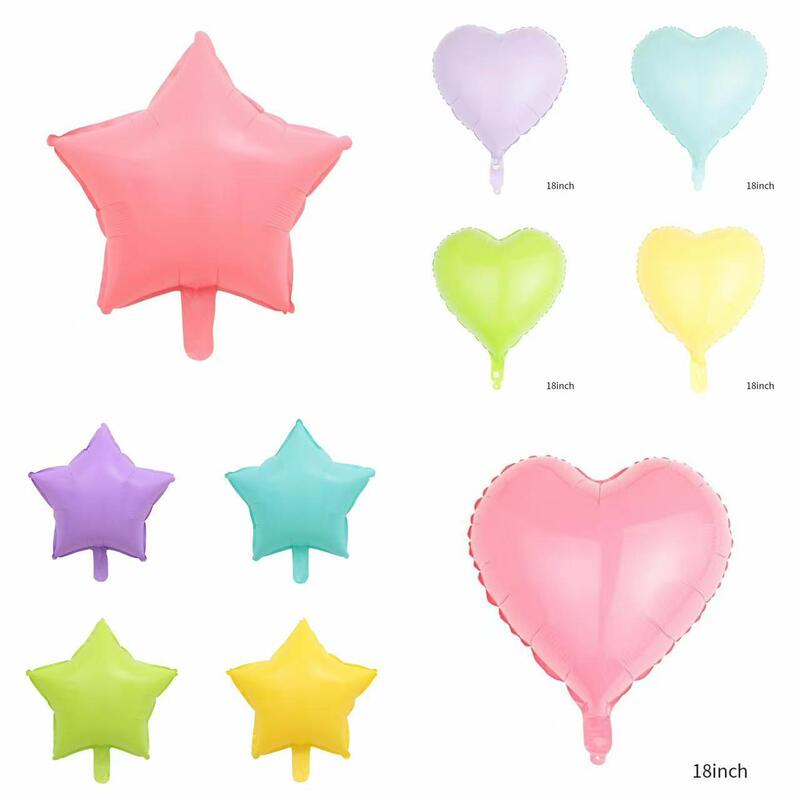 18inch Macaron-Colored Heart-Shaped, Love-Shaped, and Five-Pointed Star Aluminum Foil Balloons for Birthday Party Decoration 18inch Macaron-Colored Heart-Shaped, Love-Shaped, and Five-Pointed Star Aluminum Foil Balloons for Birthday Party Decoration