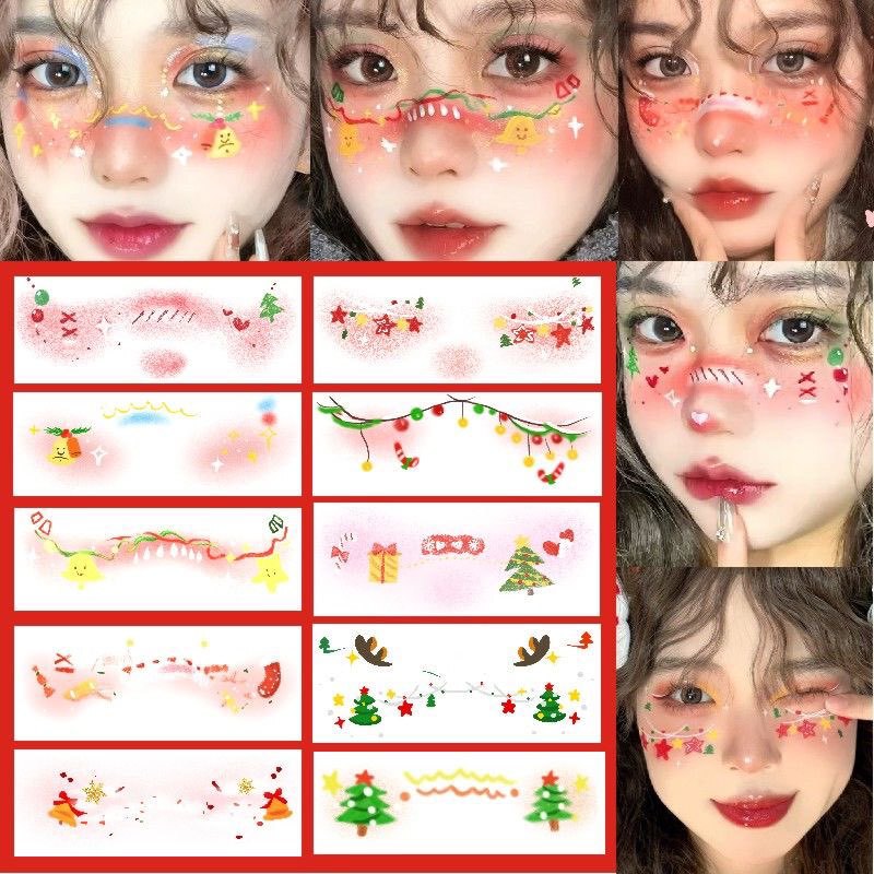 Valentine's Day Lantern Year of the Snake Tattoo Sticker Water Transfer Face Sticker Cartoon Cute Sticker Disposable Face Sticker