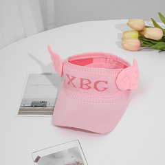 字母防曬空頂帽新款兒童夏季帽子風卡通天使翅膀幼兒園時尚帽