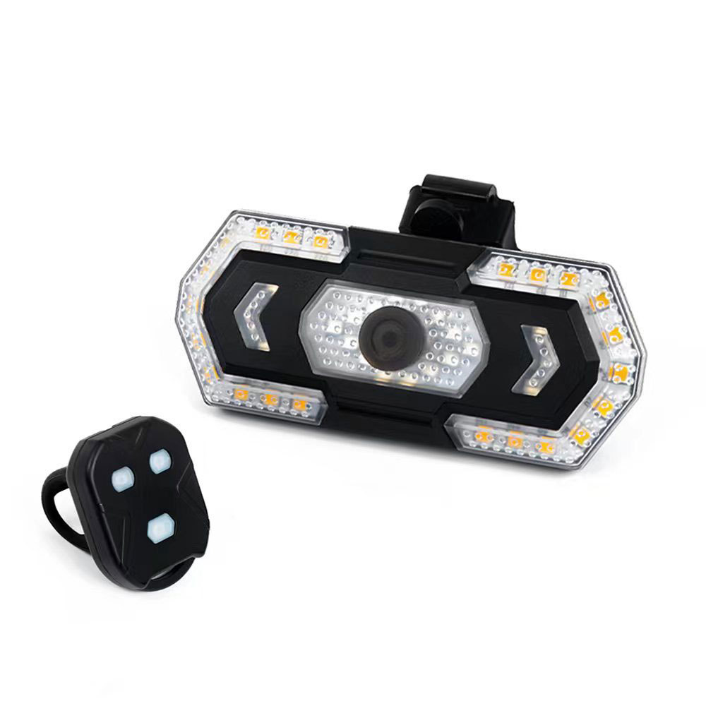 Luz trasera para bicicleta con control remoto, señal de giro, carga USB, resistente al agua, alto brillo, 40 LED, con luz de advertencia de bocina_voghion.com