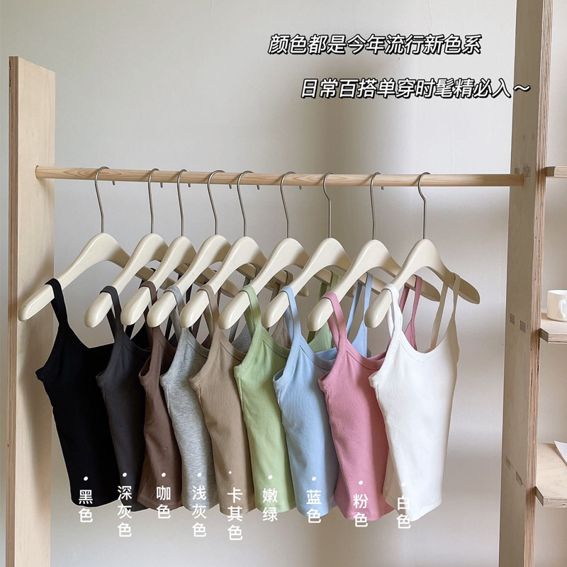 Ropa interior de camisola de verano con almohadilla en el pecho algodón roscado de las mujeres cómodo transpirable todo partido SLIM-Fit adelgazar ropa superior de fondo