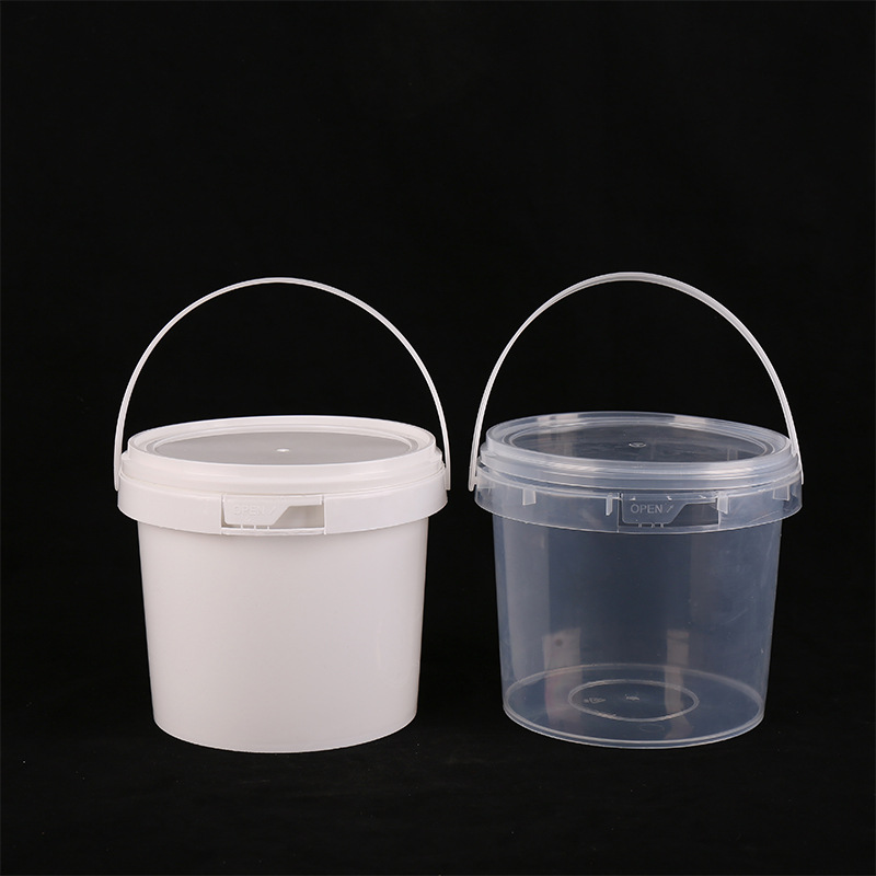 Transparent handle cover plastic bucket sealed bucket transparent small bucket 1 liter storage bucket white paint paint square bucket 3 pounds