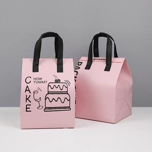 Disposable takeaway insulation bag general catering dessert cake milk tea ice cream non-woven portable packing bag wholesale