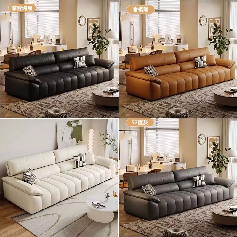 2025 nuevo gato garra de arena moderna simple sala de estar pequeña casa de tres o cuatro personas línea recta sofá de aire crema