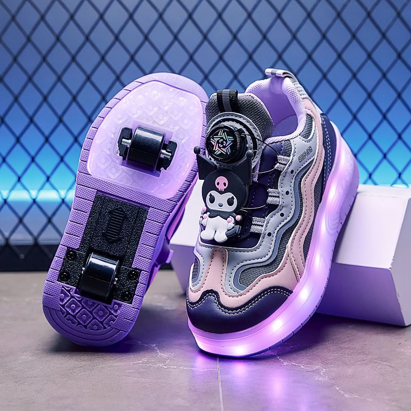 Shoes para niñas primavera y verano, niños, niñas, zapatos deportivos transpirables, patines invisibles para estudiantes de primaria retráctiles de doble rueda