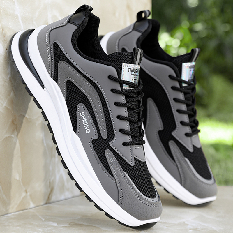 Zapatos Deportivos de Primavera para Hombre, Nuevos Zapatos Casuales de Cuero Impermeables Antideslizantes Negros para Hombre, Zapatos Deportivos para Correr para Hombre
