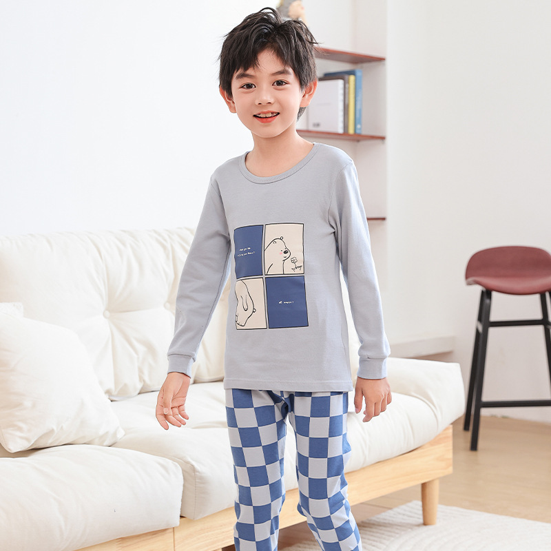 男童秋衣秋裤纯棉儿童睡衣小女孩家居服宝宝保暖内衣套装中小童装|undefined