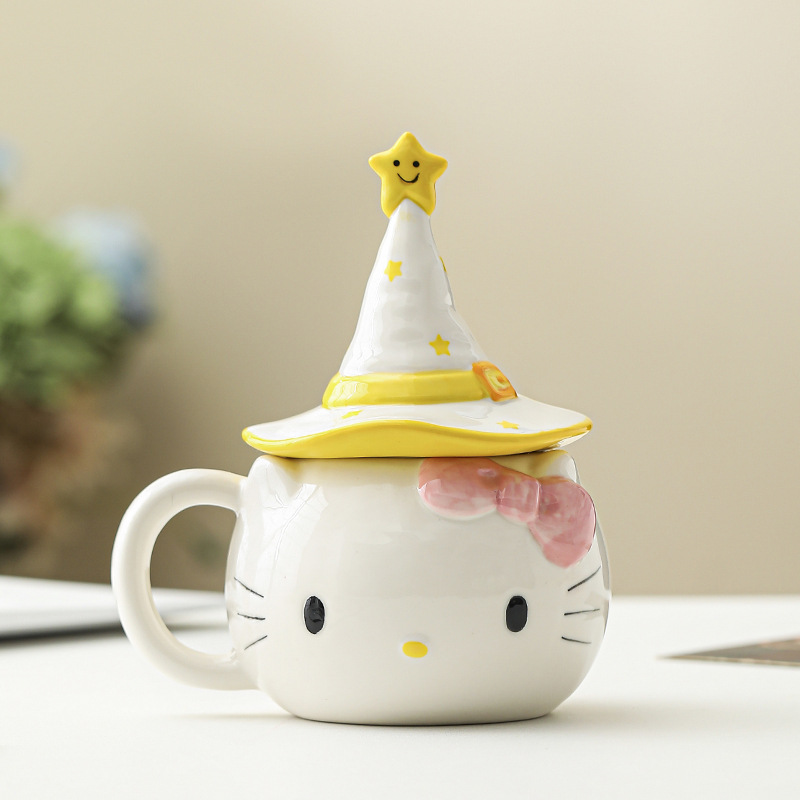 Estilo caliente serie hellokitty vajilla linda cerámica bajo vidriado accesorios para el hogar adornos regalo de cumpleaños para niñas