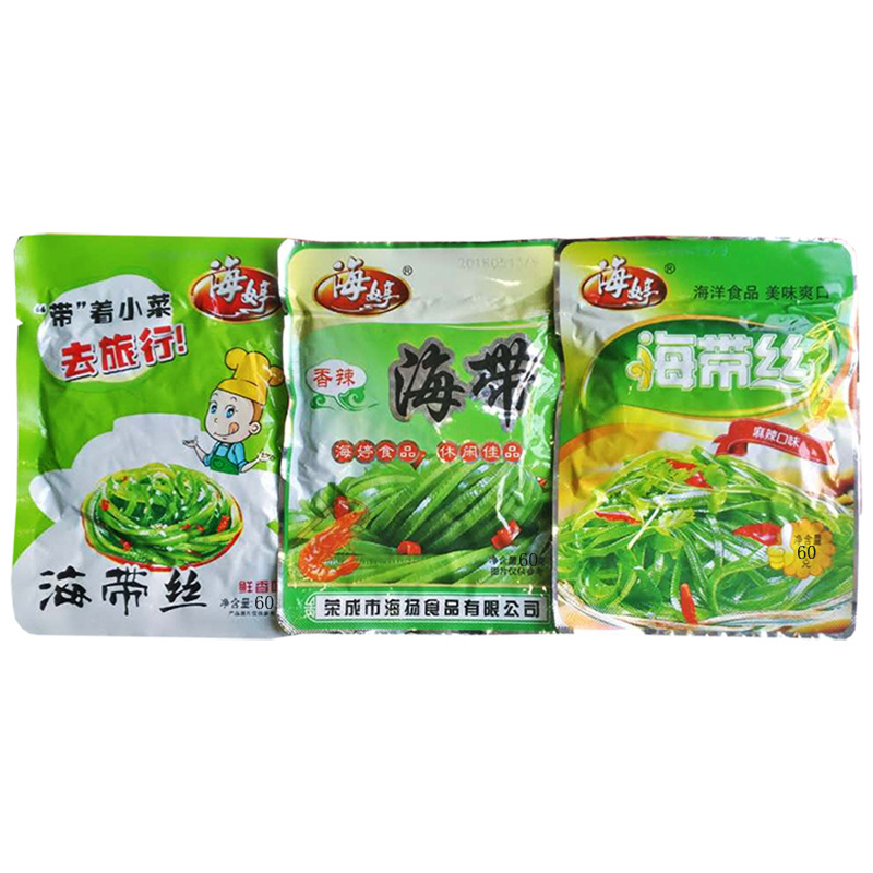 60克30克海婷海带丝开袋即食香辣原味鲜香麻辣味酱菜咸菜包装批发