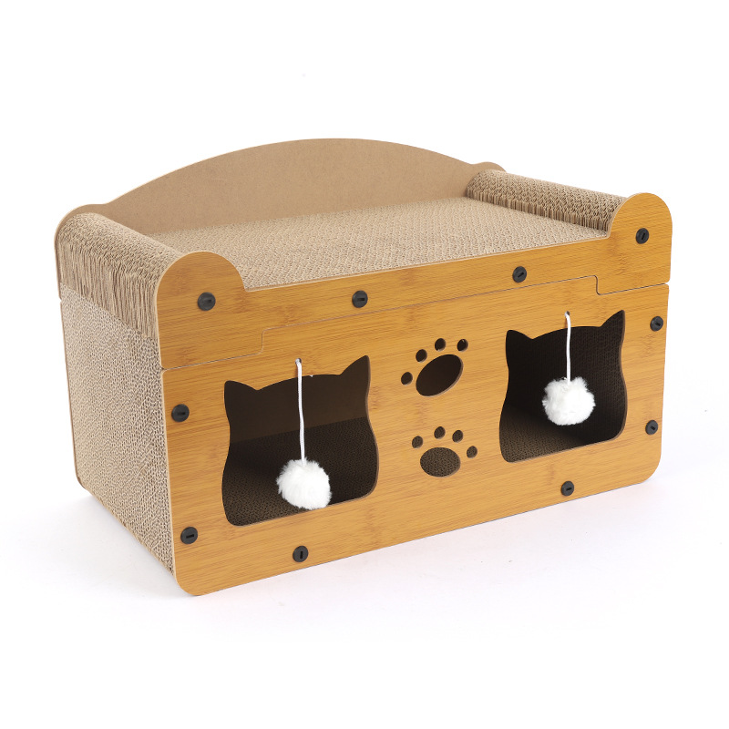 Cama y rascador integrados para gatos, tamaño grande, anti-desgarro, rascador vertical para gatos tipo sofá, casa para gatos con rascador engrosado.
