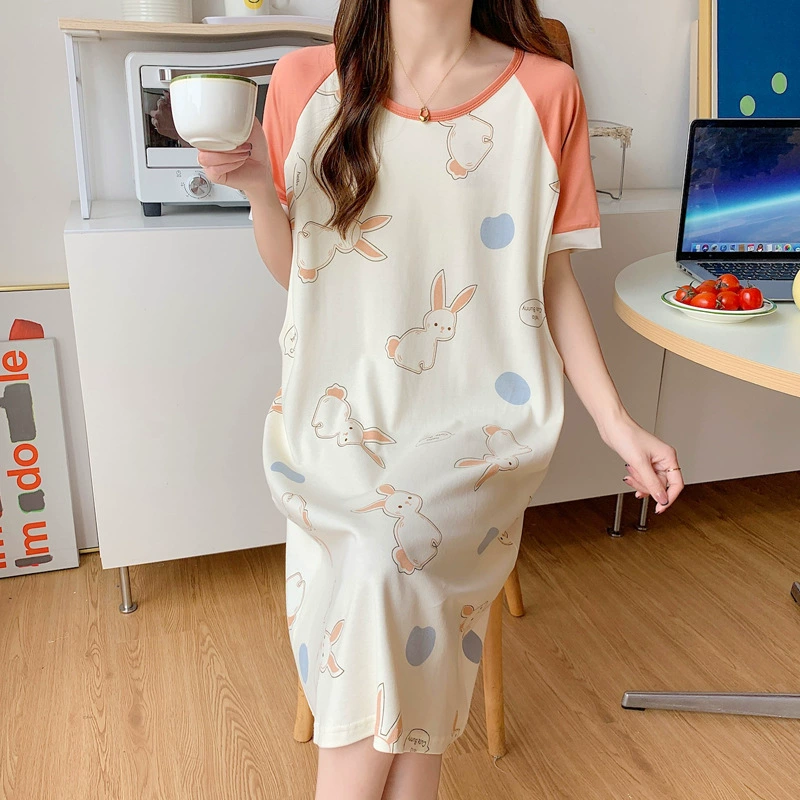 Ночная рубашка для грудного вскармливания летняя тонкая Послеродовая месячная одежда из чистого хлопка платье для грудного вскармливания на выход Пижама для беременных летняя с коротким рукавом