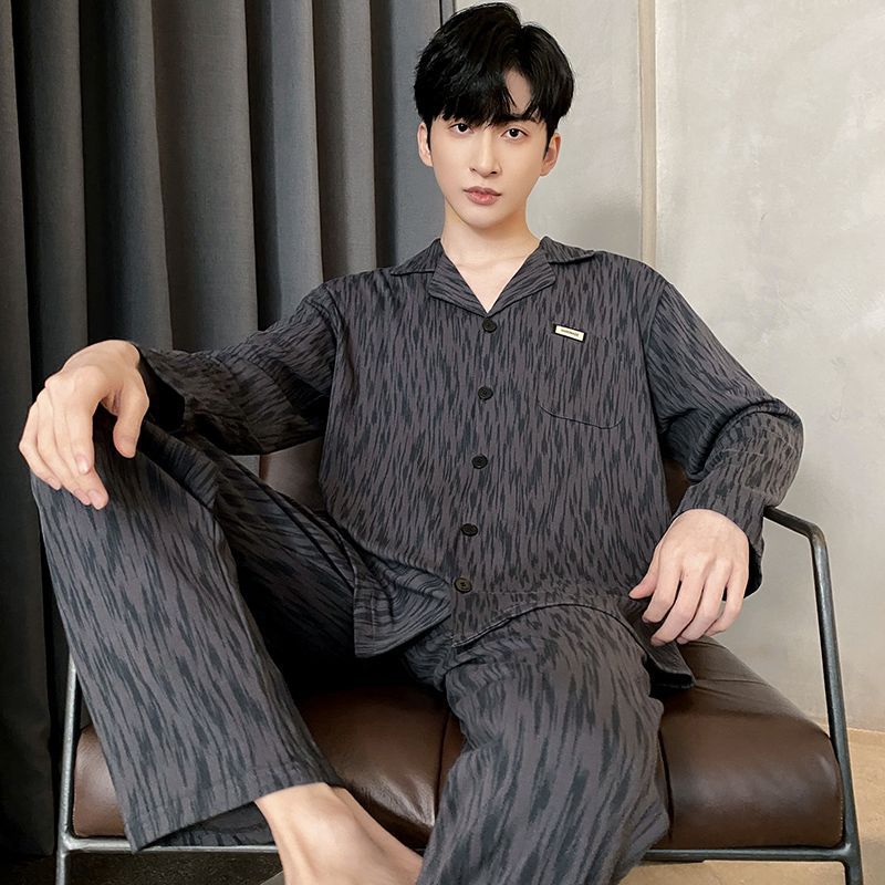 Pijamas de los hombres Primavera y Otoño Invierno 100% algodón de manga larga pantalones delgados más tamaño desgaste de alto nivel de los hombres de verano ropa de casa