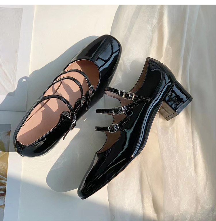 Mary jane pumps dam i lackläder med blockklack för kontoret_voghion.com