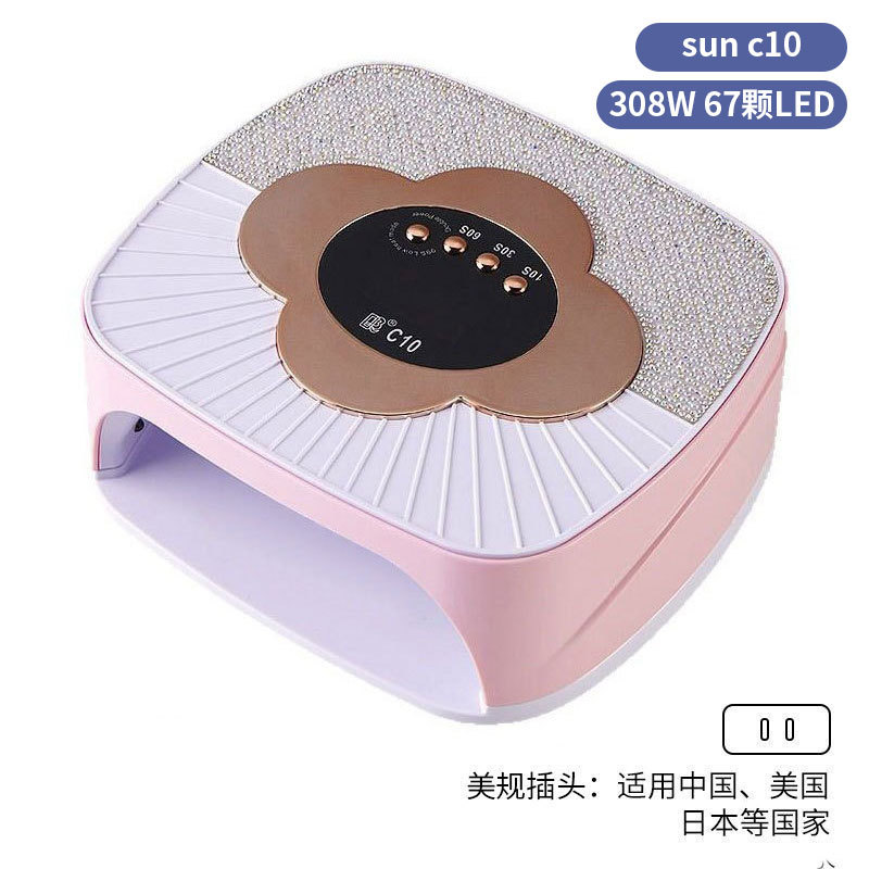 Lámpara de manicura inteligente de alta gama de luz de terapia de diamante 256W de alta potencia de pegamento de vinilo lámpara de horneado de dos manos secador de uñas transfronterizas