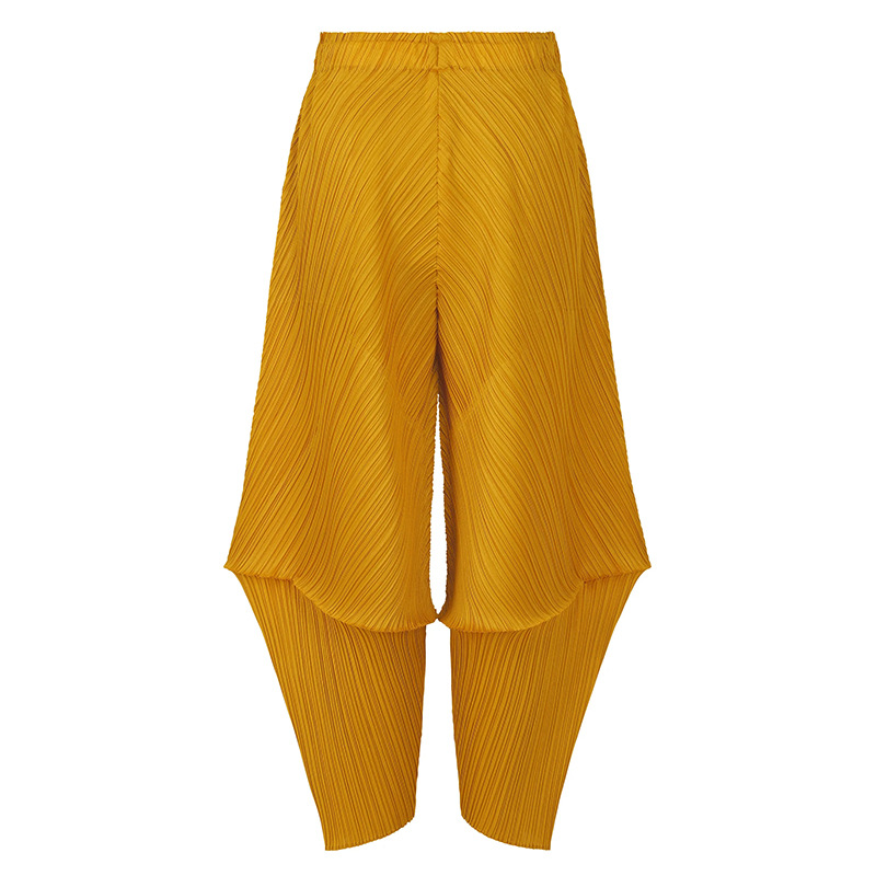 2025秋季新款异形裤女装休闲气质褶皱中高腰长裤专柜品质