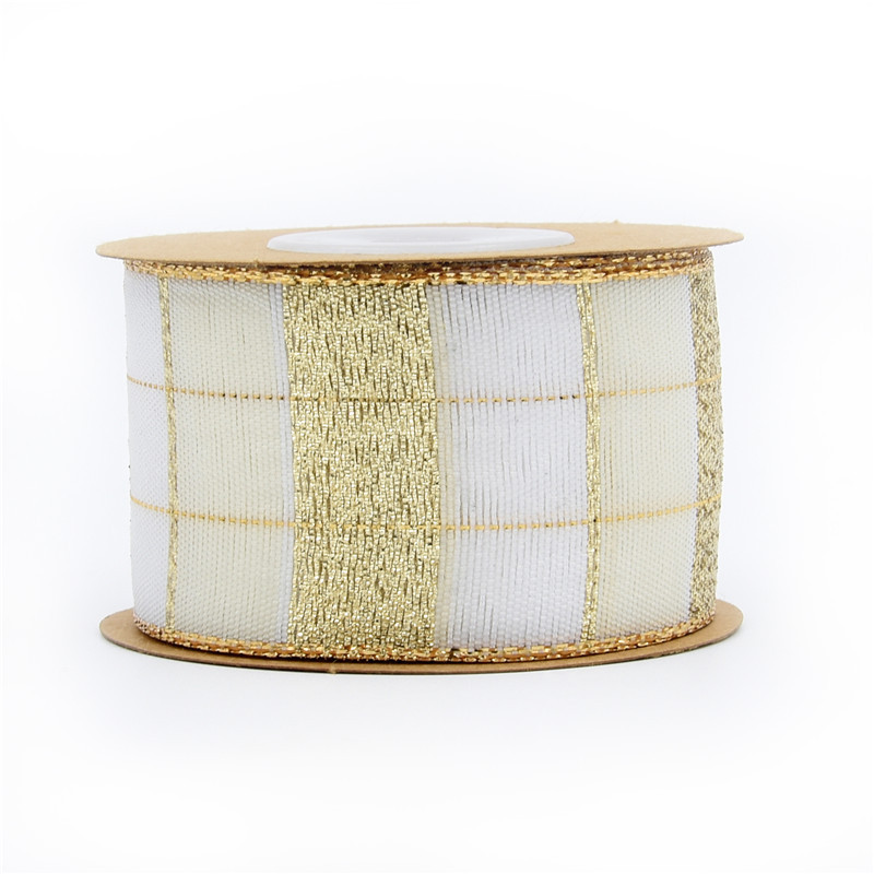 Amazon 4cm brillo cinta decorativa de Navidad cinta a cuadros de hilo teñido Borde de alambre de regalo de Navidad 5 yardas en stock