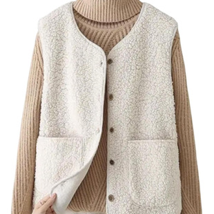 Spring and Autumn Vest Women's Outer Wearing Vest Shoulder Vest Autumn and Winter Fashion Elegant All-match Grain Velvet Thickened Loose Vest