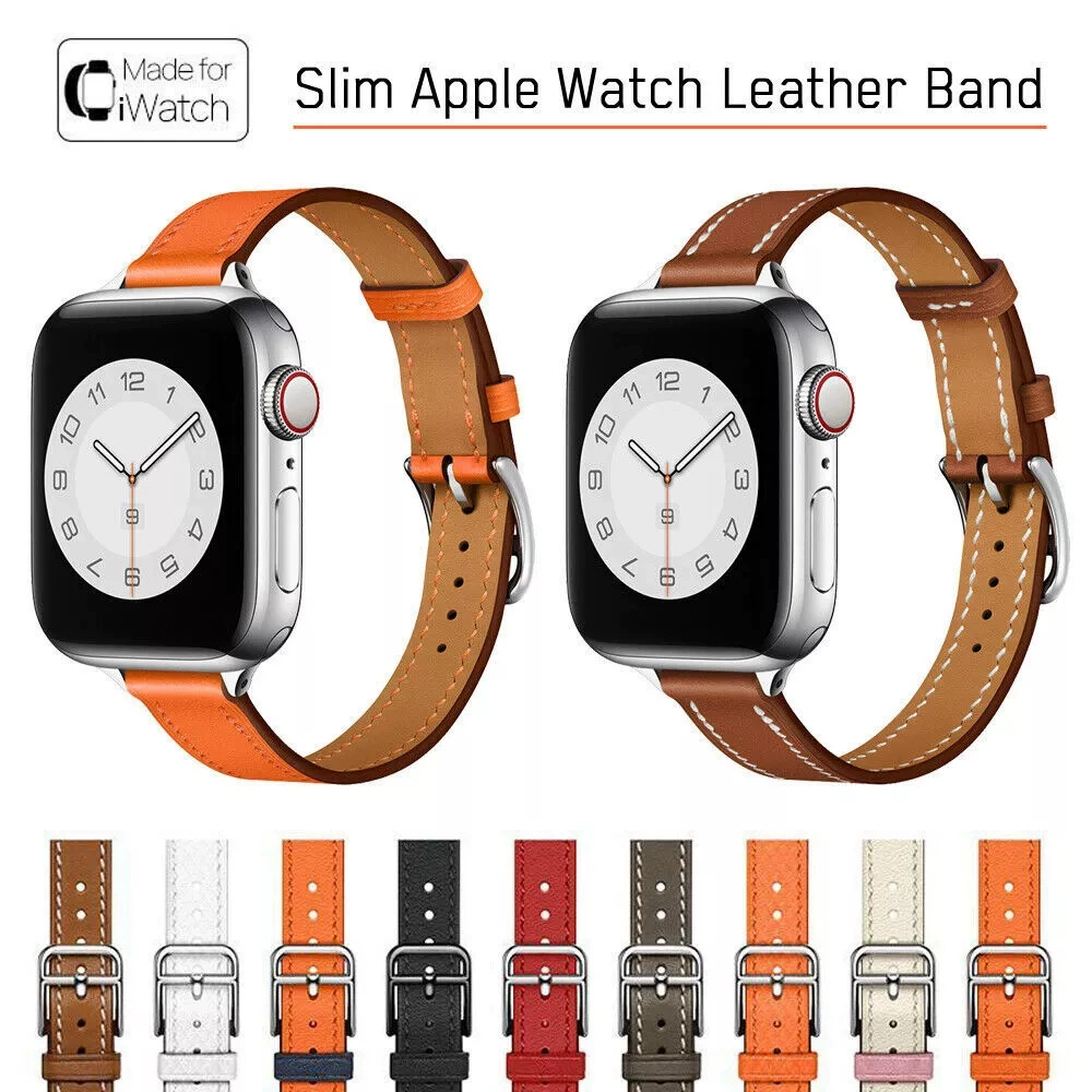 Заводская оптовая поставка совместима с Apple Watch Series 10/9/8/7/6/5, кожаный браслет с узким поясом