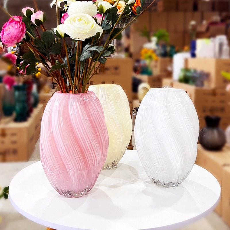 Maltose Glass Vase Light Luxury Simple Glaze Cyber Celebrity Cotton Candy Flowers Dried Flowers European Style Ornaments