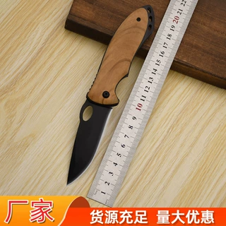高硬度橄榄木柄不锈钢折叠刀便携式防身户外刀随身锋利水果刀工厂
