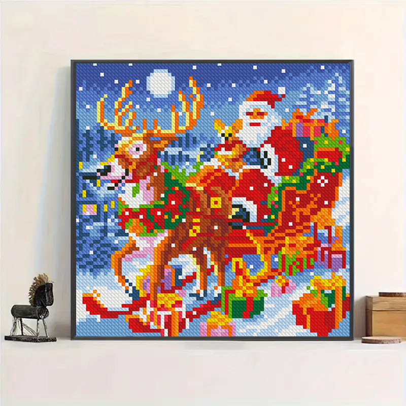 Fabricantes al por mayor comercio exterior punto de cruz regalo de Papá Noel nuevo paquete de material hecho a mano de escena de nieve de estilo europeo bordado propio image 2