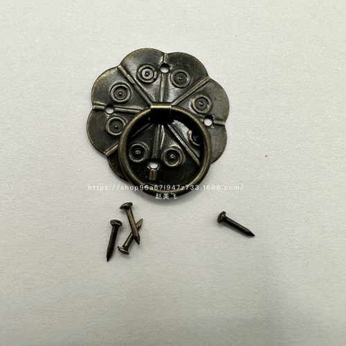 Plum Blossom Antique Bronze Pull Ring Drawer Handle Bronze European Style Small Pull Ring Round Pull Ring Small Handle